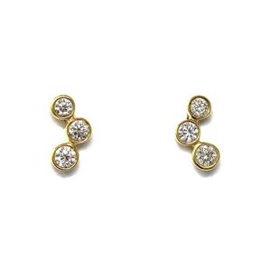 JL ROCKS DIAMOND 14K YELLOW GOLD BUBBLE STUD EARRINGS
